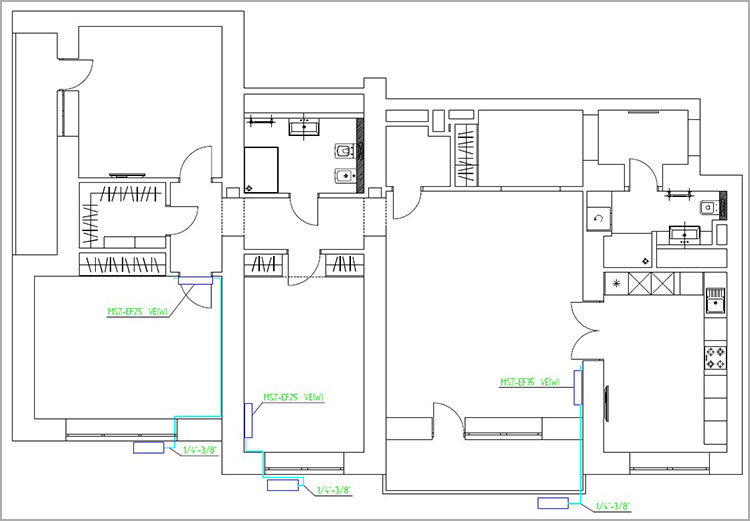 План кондиционирования квартиры настенными сплит-системами