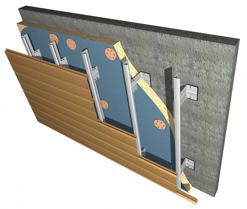 Монтаж утеплителя вентилируемого фасада